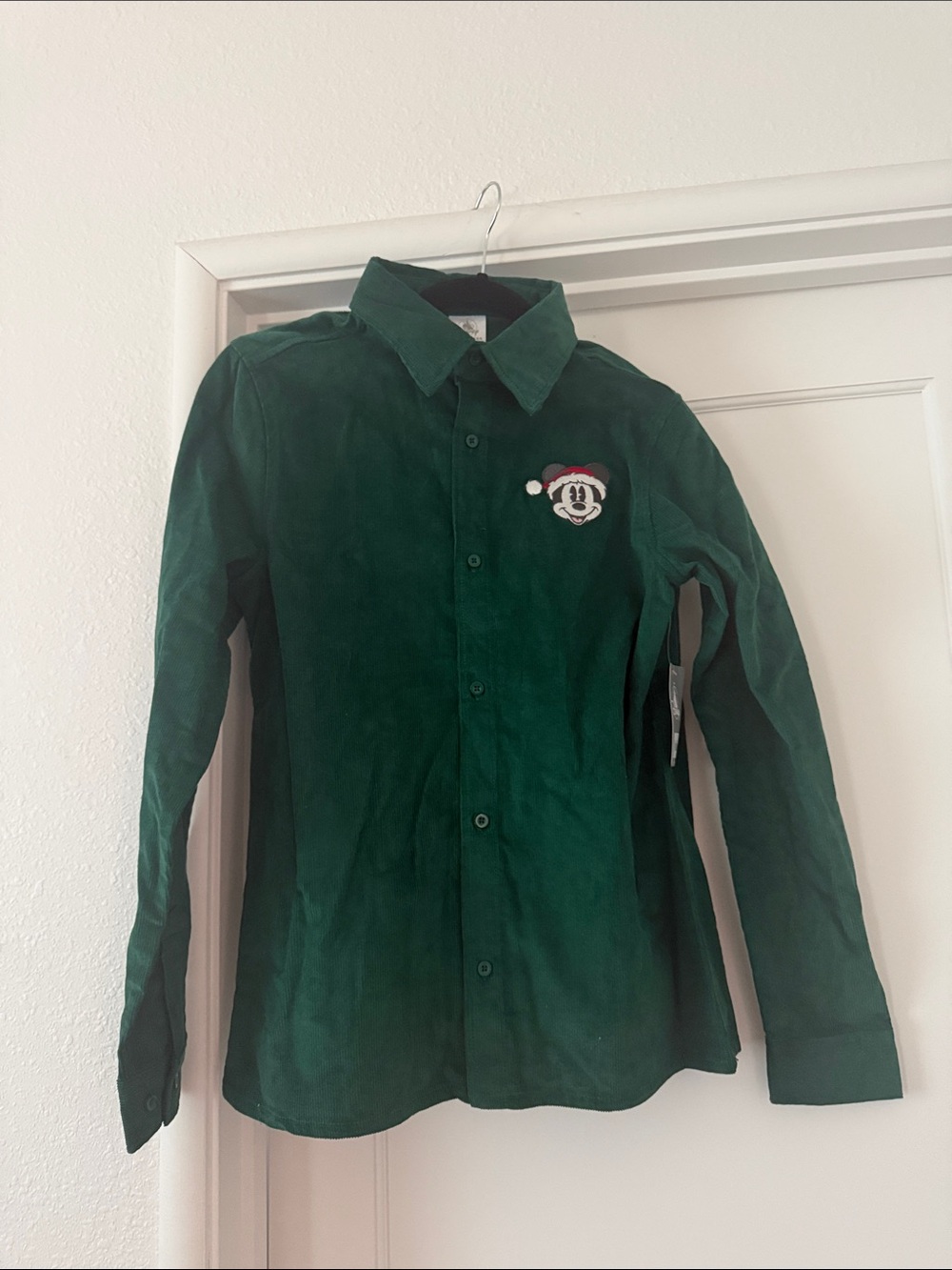 NWT Disney Deep Green Corduroy Shirt with Tag size  XS Holiday Mickey